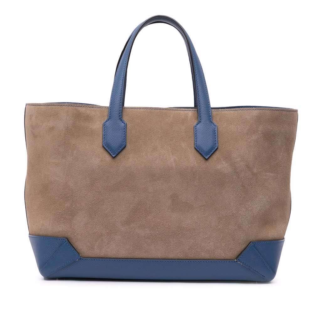 Hermès Doblis Suede and Epsom Maxibox Cabas 30 Brown Leather Good condition - Front View