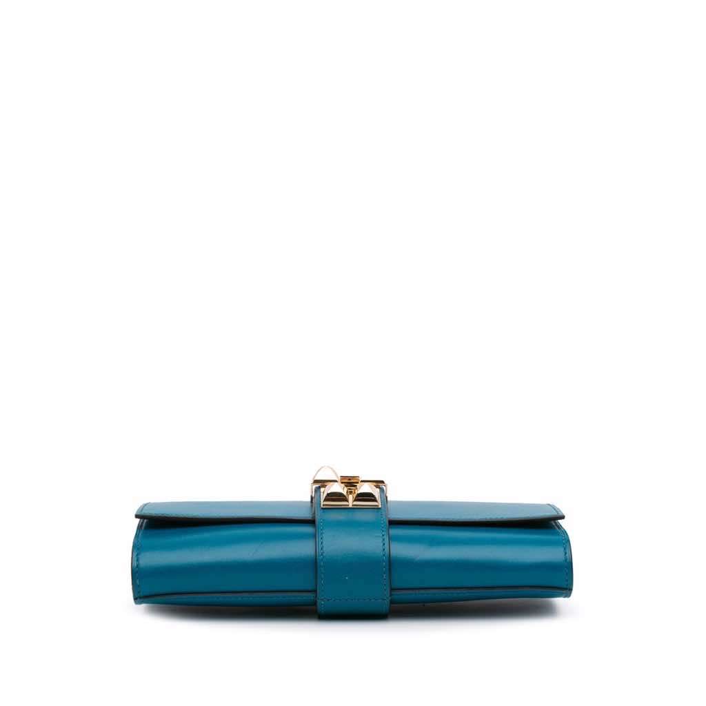Hermès Tadelakt Medor Clutch 23 Blue Leather Good condition - Inside View