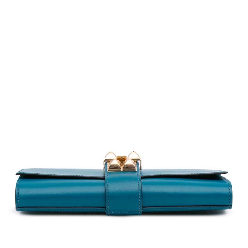 Hermès Tadelakt Medor Clutch 23 Blue Leather Good condition - Inside View