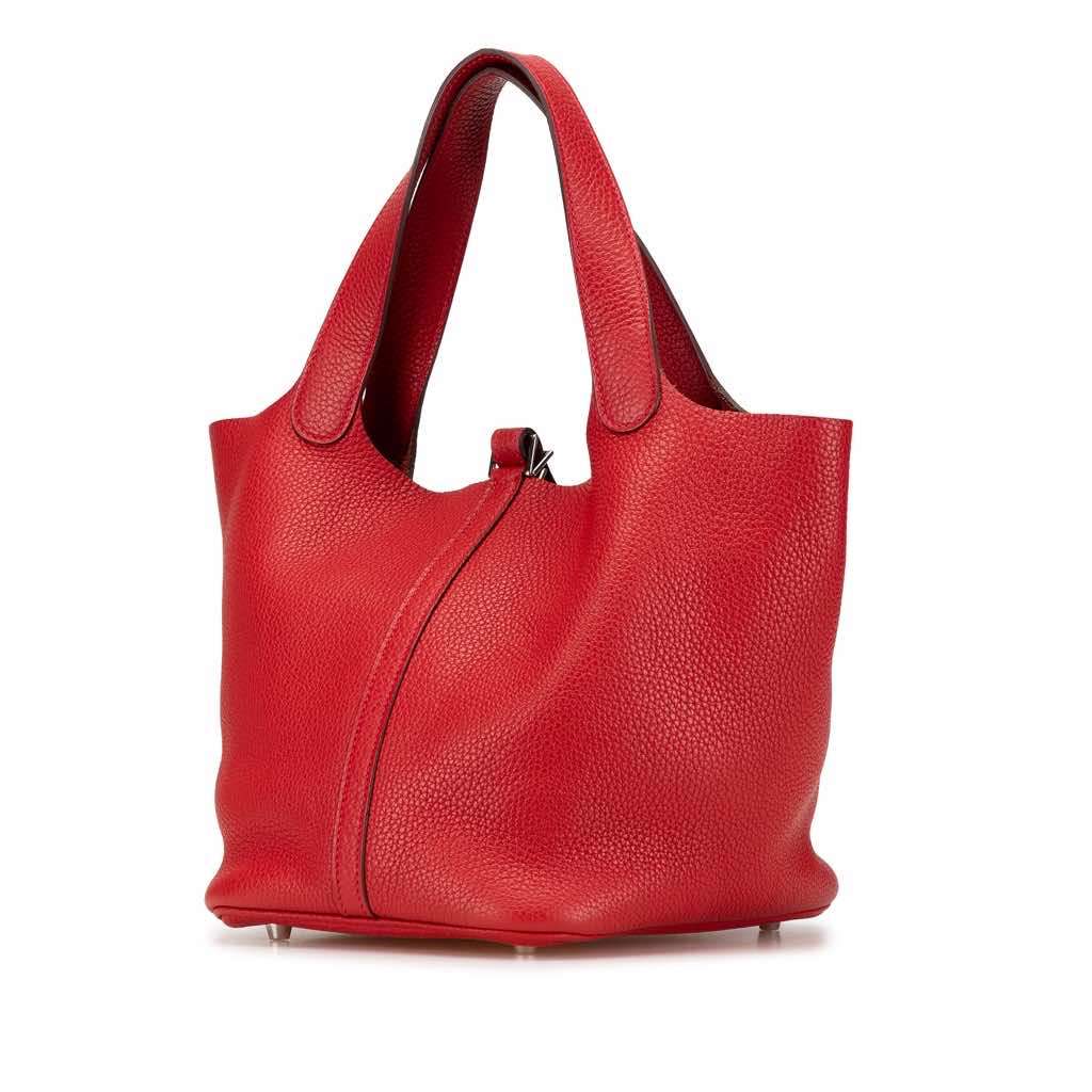 Hermès Clemence Picotin Lock 22 Red Leather Good condition - Back View