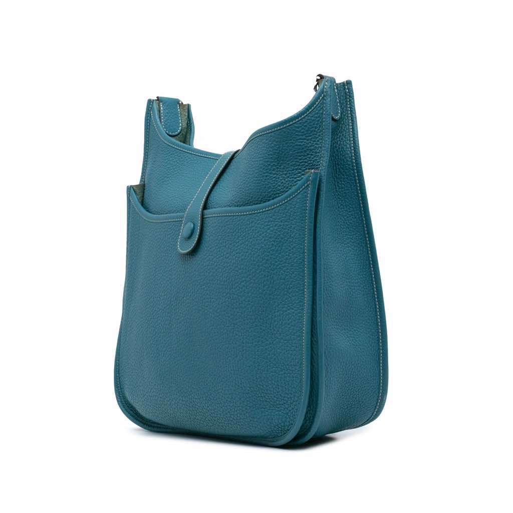 Hermès Clemence Evelyne III 29 Blue Leather Good condition - Back View