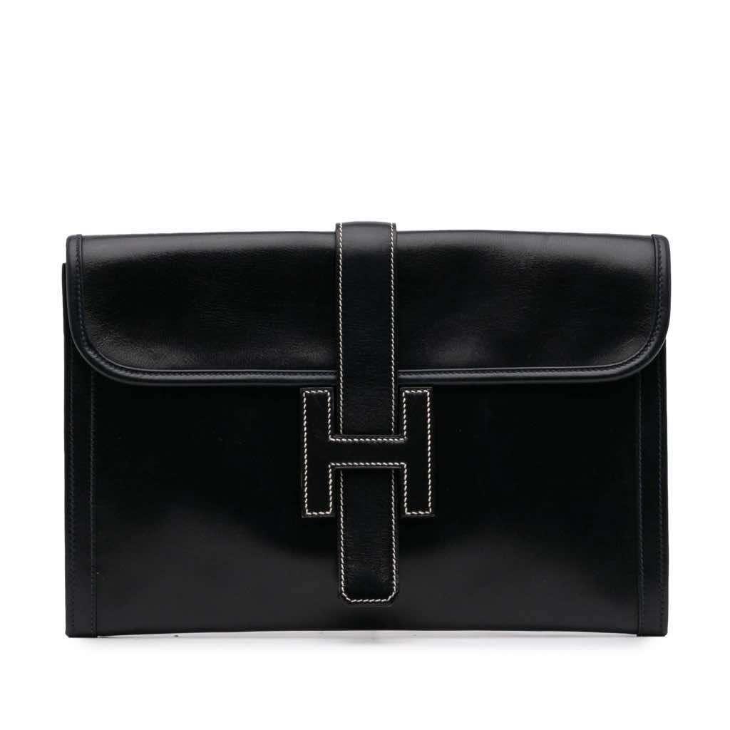 Hermès Box Calf Jige 29 Blue Leather Good condition - Front View