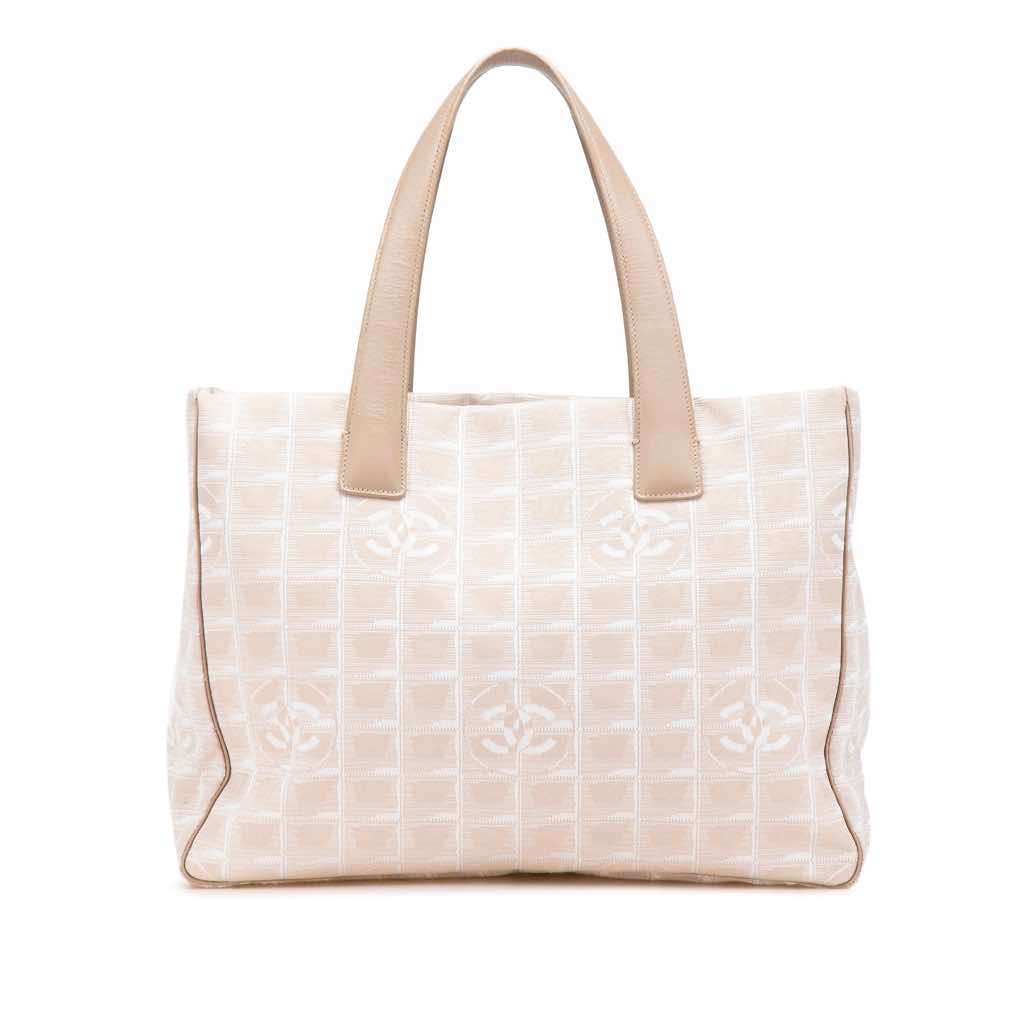 Chanel New Travel Line Nylon Tote Brown Good - Front View
