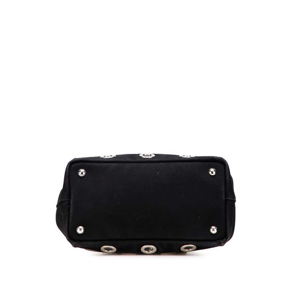 Prada Small Canvas Canapa Grommet Satchel Black Good condition - Inside View
