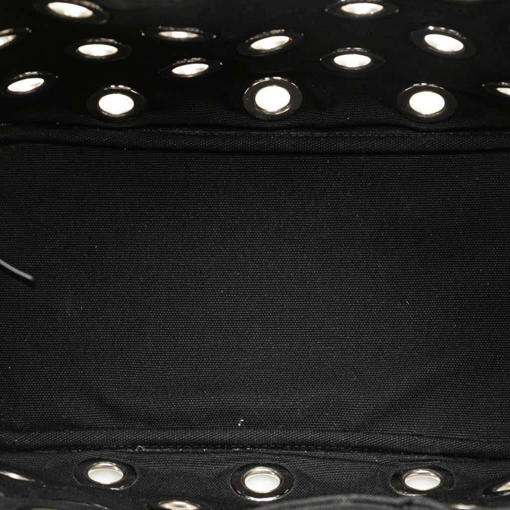 Prada Small Canvas Canapa Grommet Satchel Black Good condition - Model View
