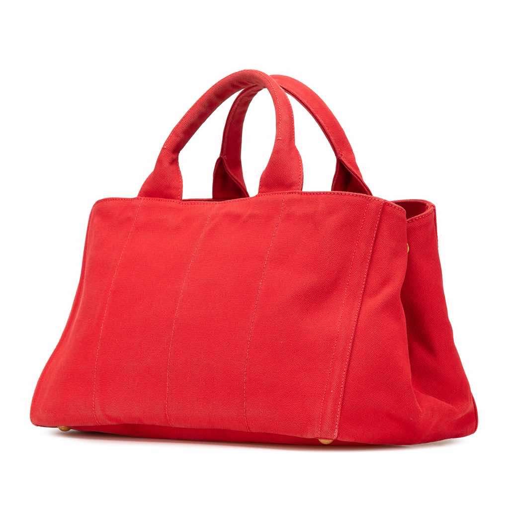 Prada Canvas Canapa Bijoux Satchel Red Good condition - Back View
