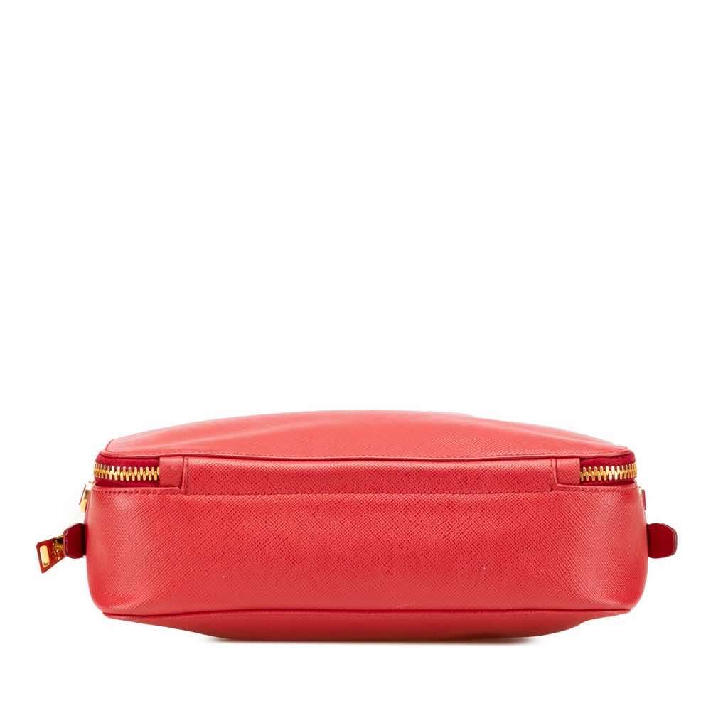 Prada Saffiano Double Zip Crossbody Red Leather Very good - Inside View