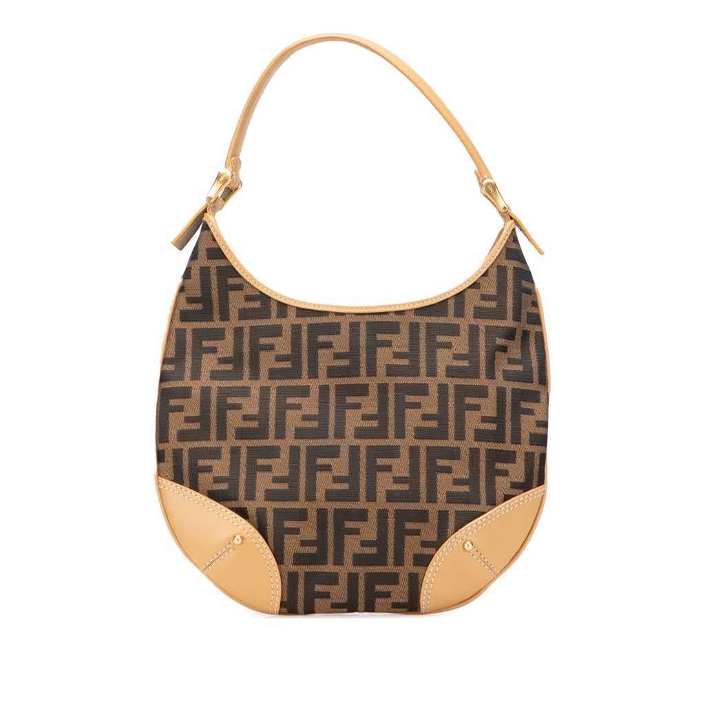 Fendi Zucca Canvas Hobo Brown Good - Front View