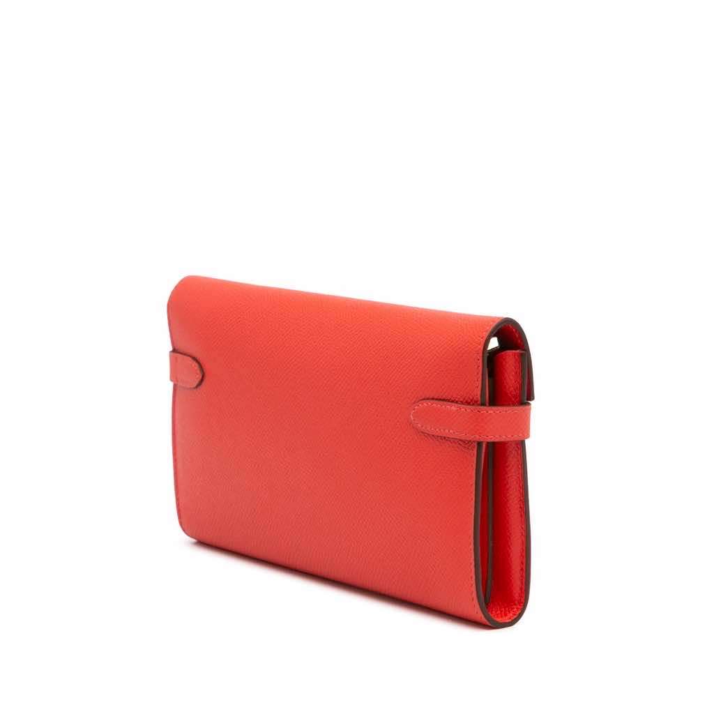 Hermès Epsom Kelly Longue Wallet Red Leather Good condition - Back View
