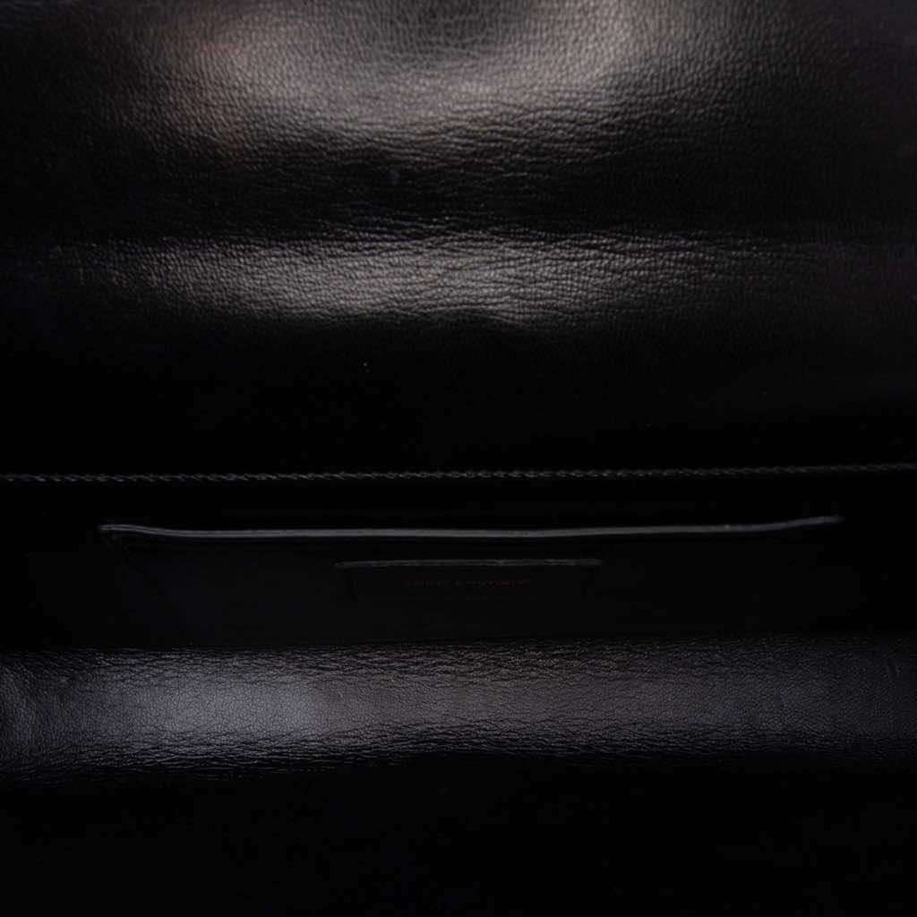 Saint Laurent Suede Classic Monogram Cassandre Tassel Clutch Black Leather Good - Model View