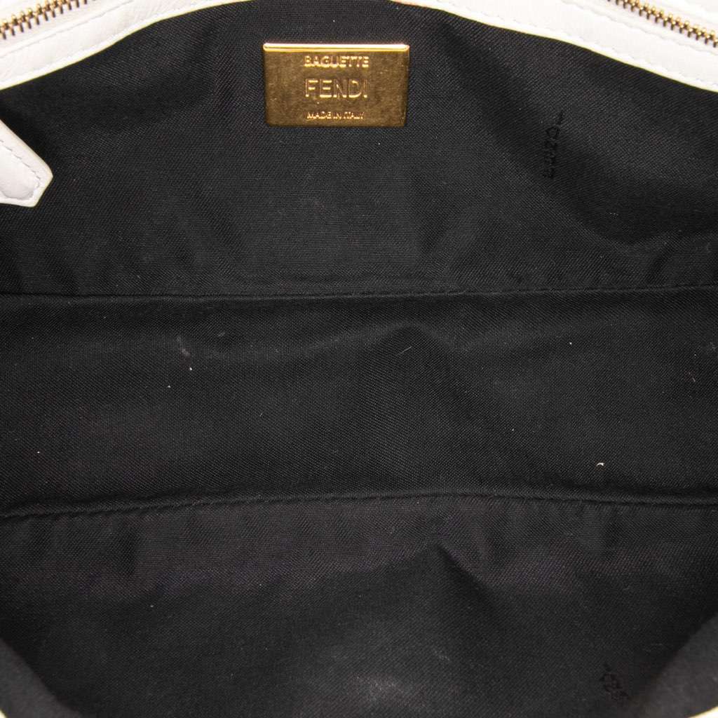 Fendi Joshua Vides California Sky Medium Embossed Leather Baguette Satchel White Leather Good condition - Model View