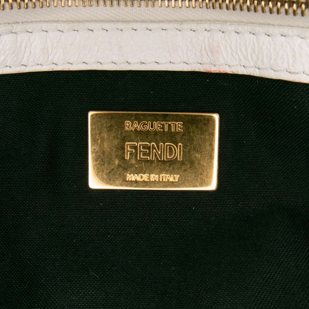 Fendi Joshua Vides California Sky Medium Embossed Leather Baguette Satchel White Leather Good condition - Box View