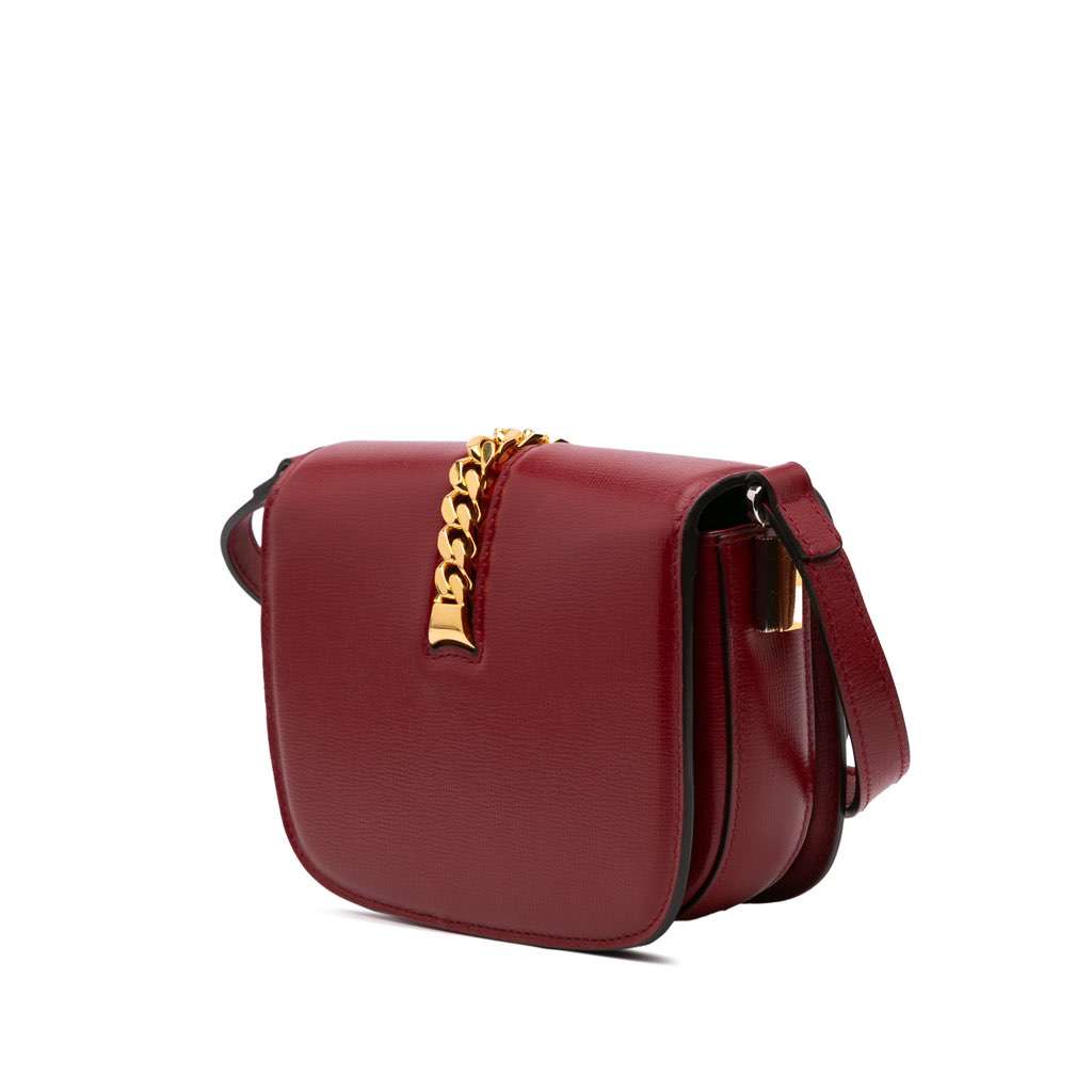 Gucci Mini Leather Sylvie 1969 Crossbody Red Leather Good - Back View