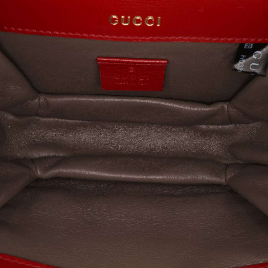 Gucci Mini Leather Sylvie 1969 Crossbody Red Leather Good - Model View