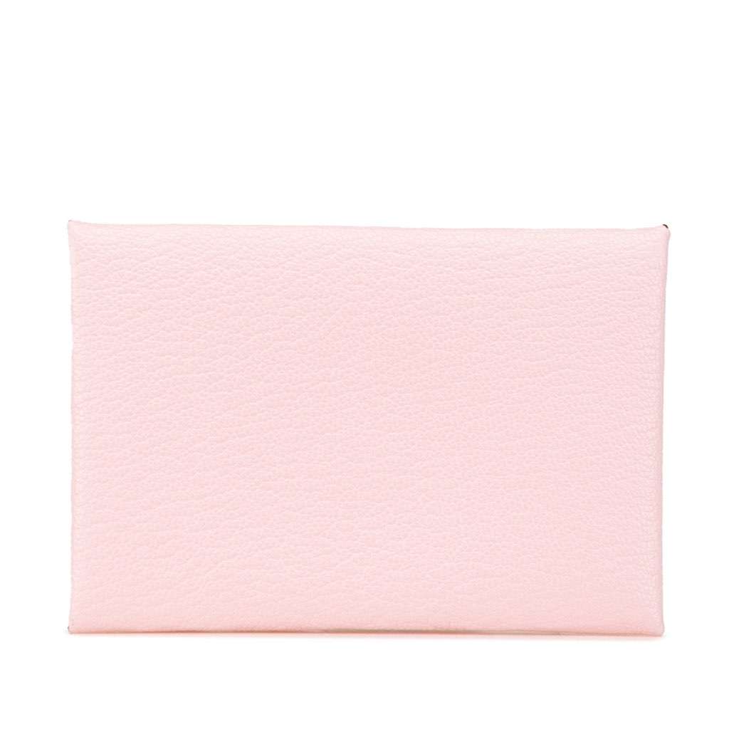 Hermès Chevre Mysore Calvi Duo Card Holder Pink Leather Good condition - Front View