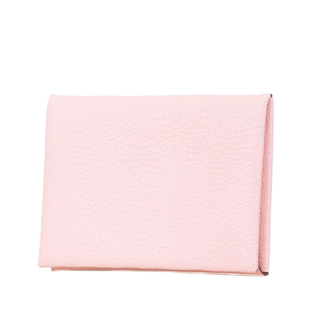 Hermès Chevre Mysore Calvi Duo Card Holder Pink Leather Good condition - Back View