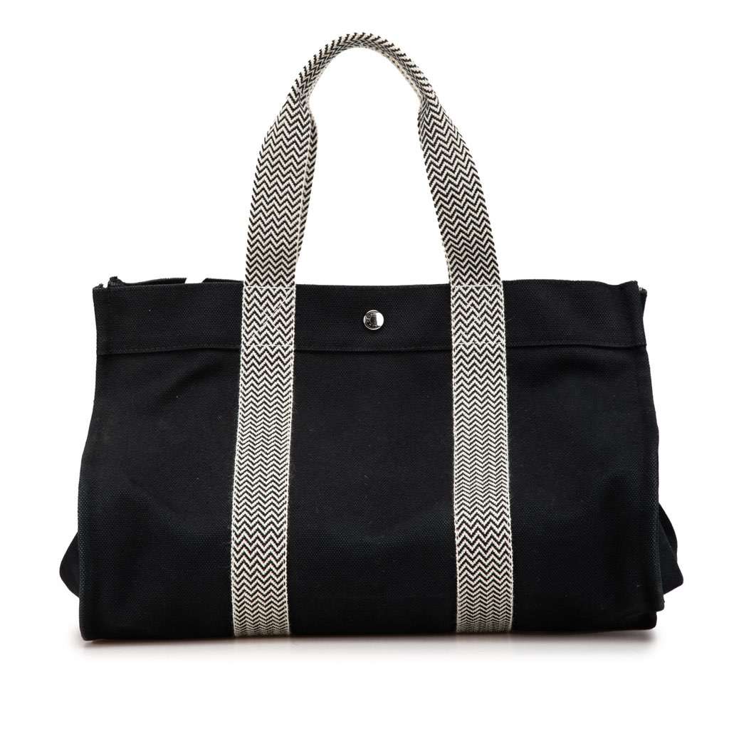 Hermès Toile Cannes MM Black Canvas Good condition - Front View