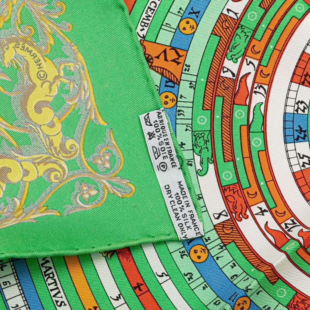 Hermès Astrologie Dies et Hore Silk Scarf Green Silk Good condition - Box View