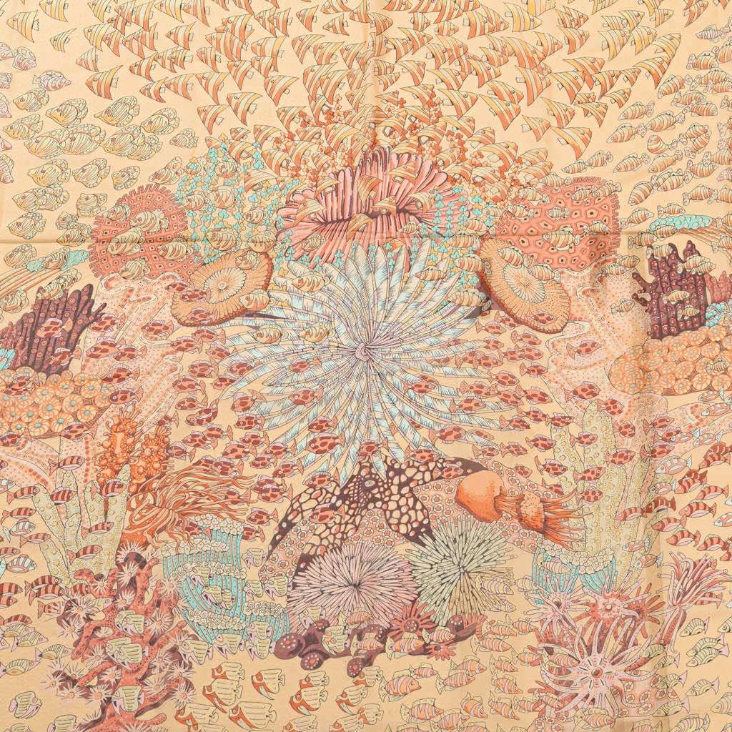 Hermès Recontre Oceane Chiffon Silk Scarf Brown Silk Very good condition - Back View