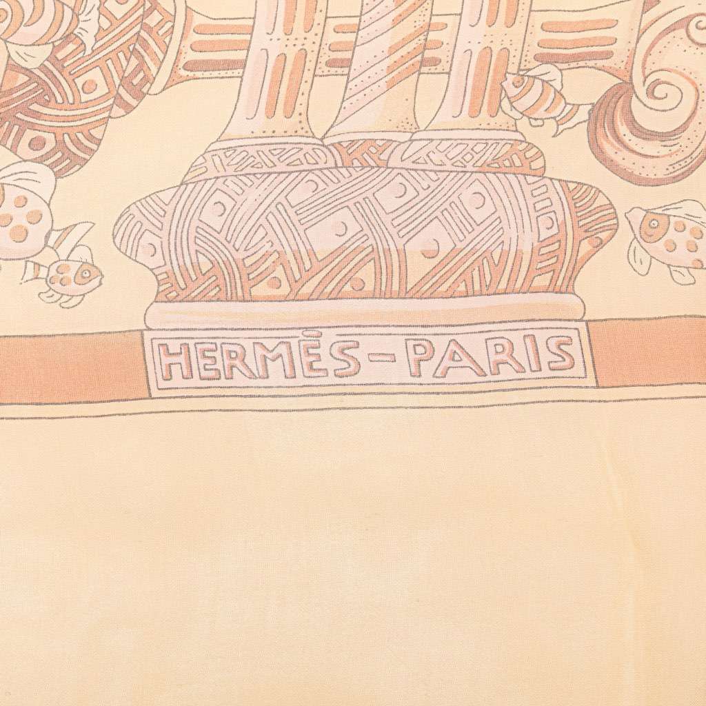 Hermès Recontre Oceane Chiffon Silk Scarf Brown Silk Very good condition - Inside View