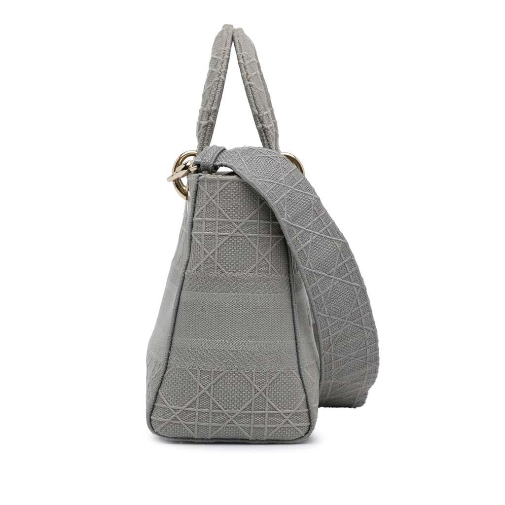 Dior Medium Canvas Cannage Lady D Lite Grey Canvas Very good condition - Inside View
