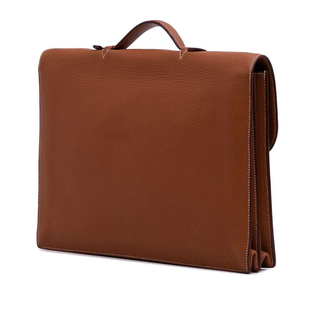 Hermès Togo Sac A Depeches 38 Brown Leather Fair condition - Back View