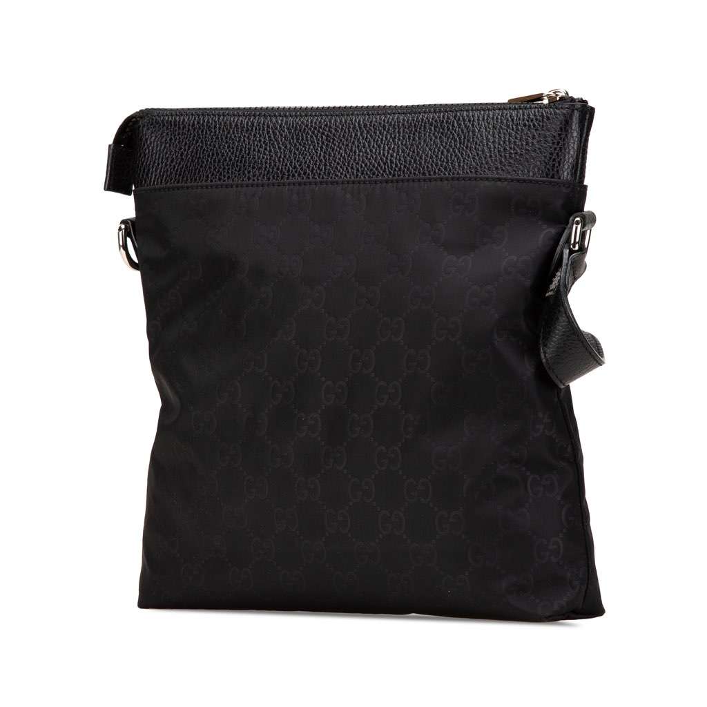 Gucci GG Nylon Flat Messenger Bag Black Very good condition - Back View