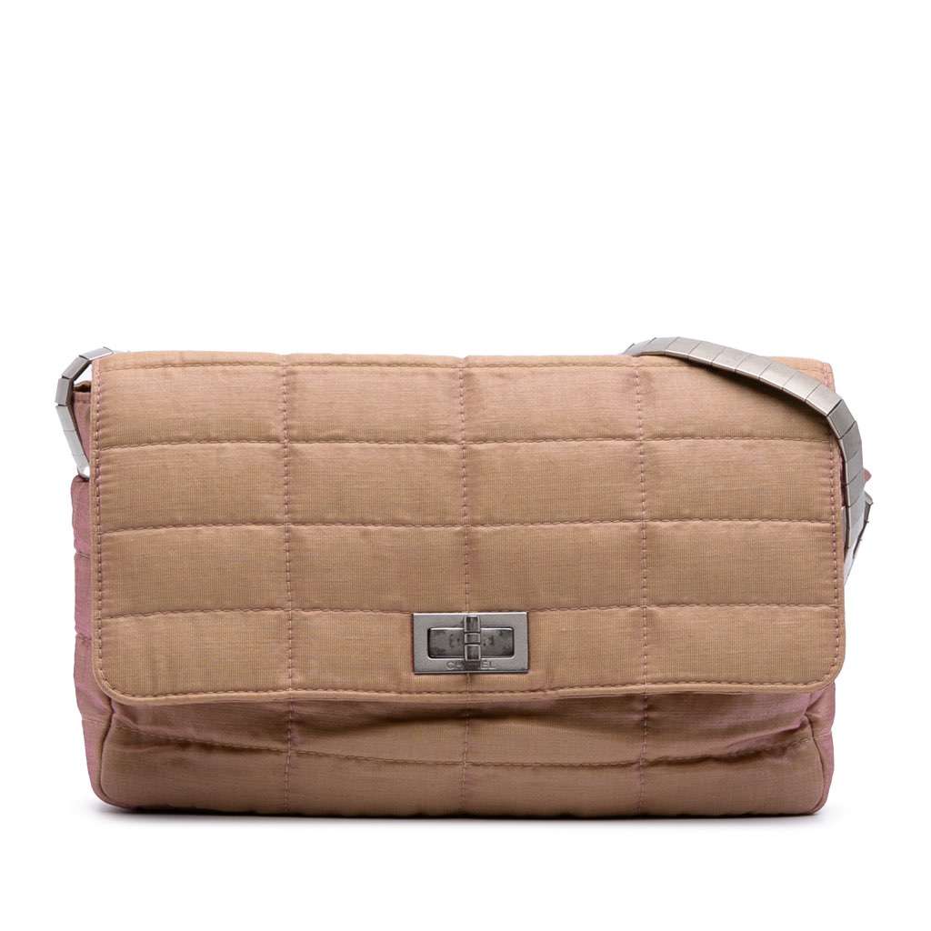 Chanel Quilted Iridescent Nylon Mademoiselle Flap Brown Very good - Front View