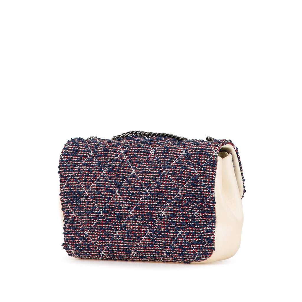 Chanel Mini Rectangular Tweed Single Flap Blue Tweed Very good - Back View