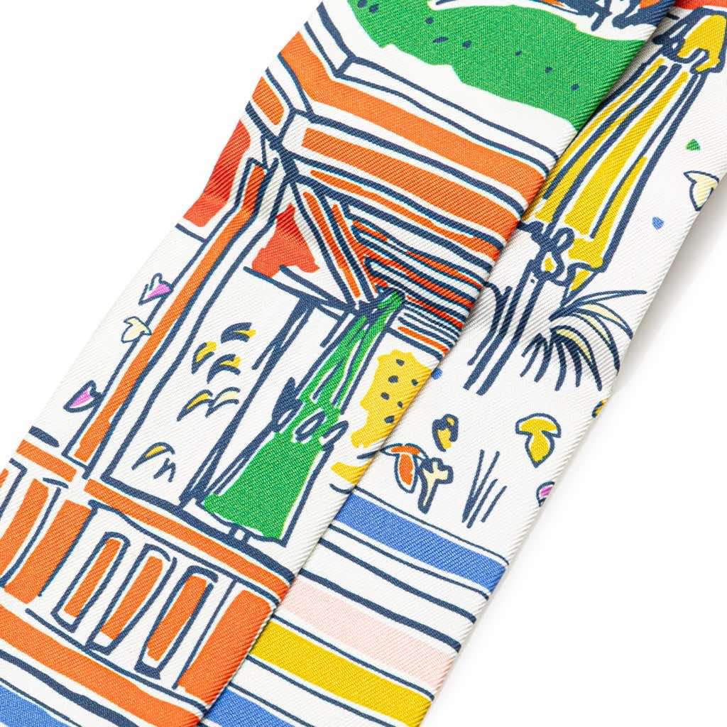 Hermès Rayures d'Ete Twilly Silk Scarf Blue Silk Very good condition - Back View