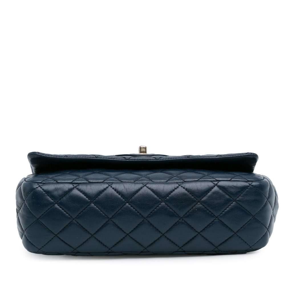 Chanel CC Quilted Lambskin Double Flap Blue Leather Good - Model View