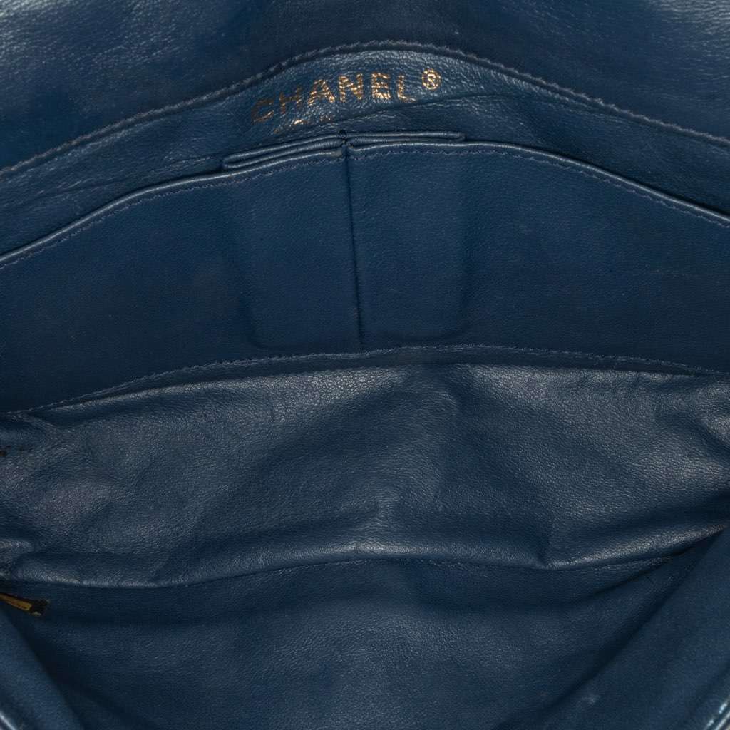 Chanel CC Quilted Lambskin Double Flap Blue Leather Good - Box View