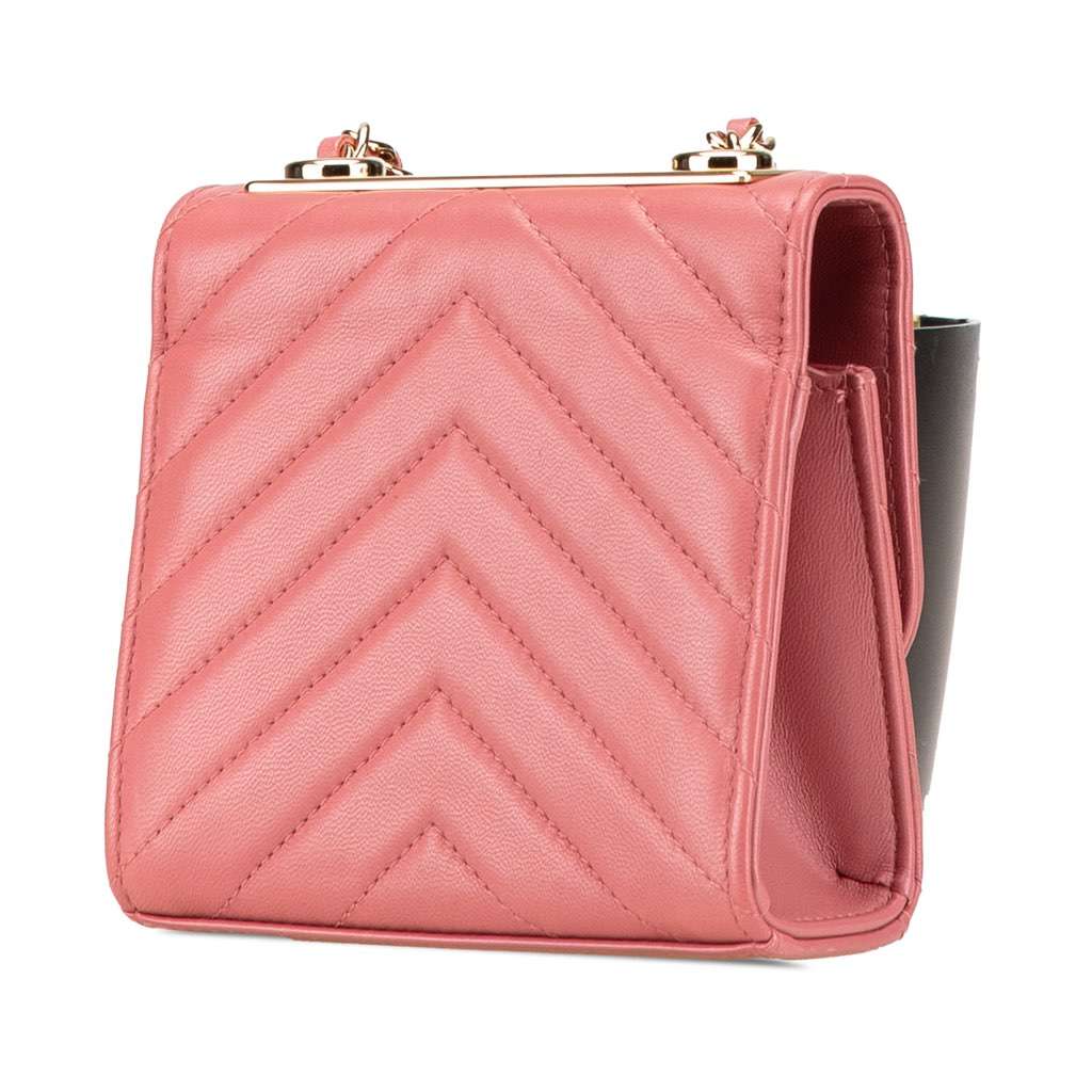 Chanel Mini Chevron Lambskin Trendy CC Chain Wallet Pink Leather Very good - Back View