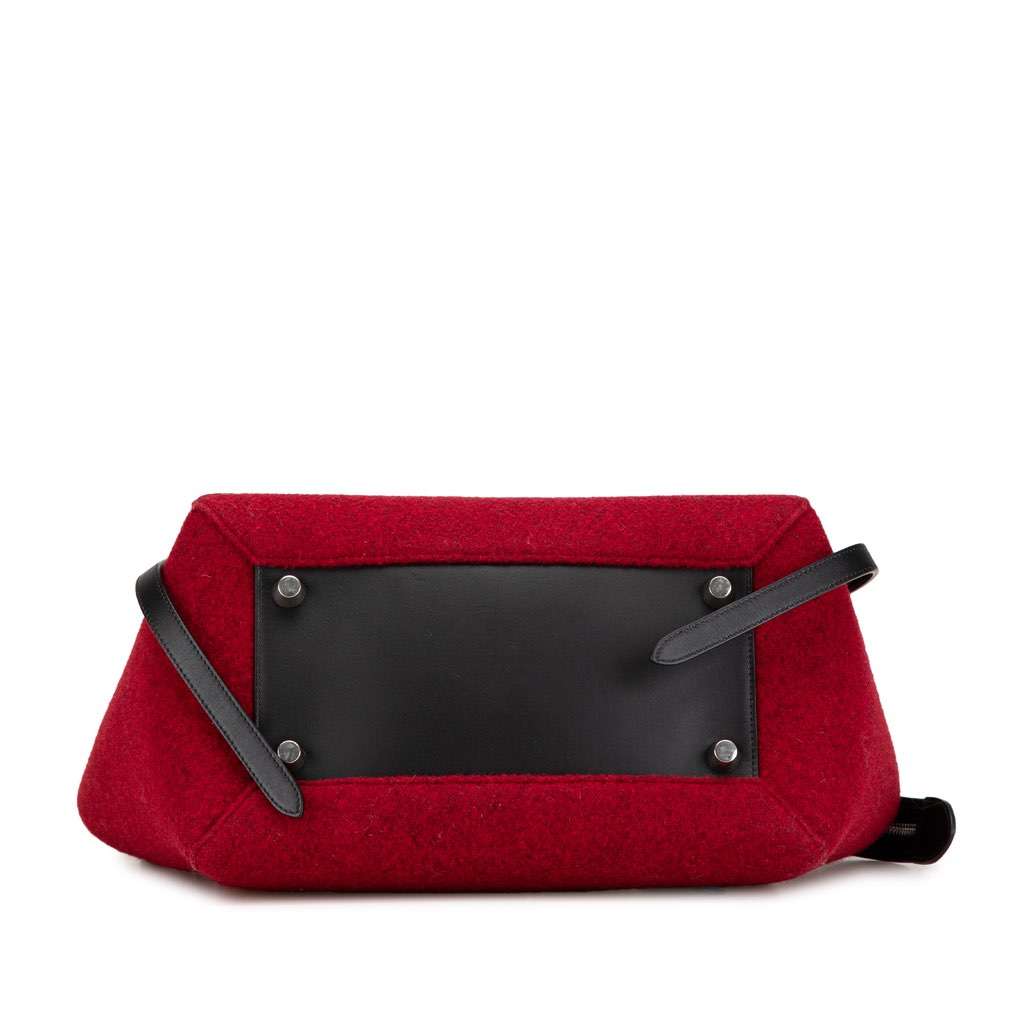 Celine Mini Felt and Calfskin Belt Satchel Red Wool Very good - Inside View