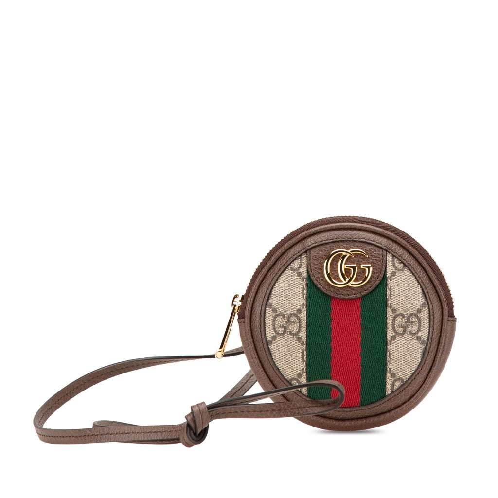 Gucci Mini GG Supreme Ophidia Round Neck Pouch Brown Canvas Very good - Front View