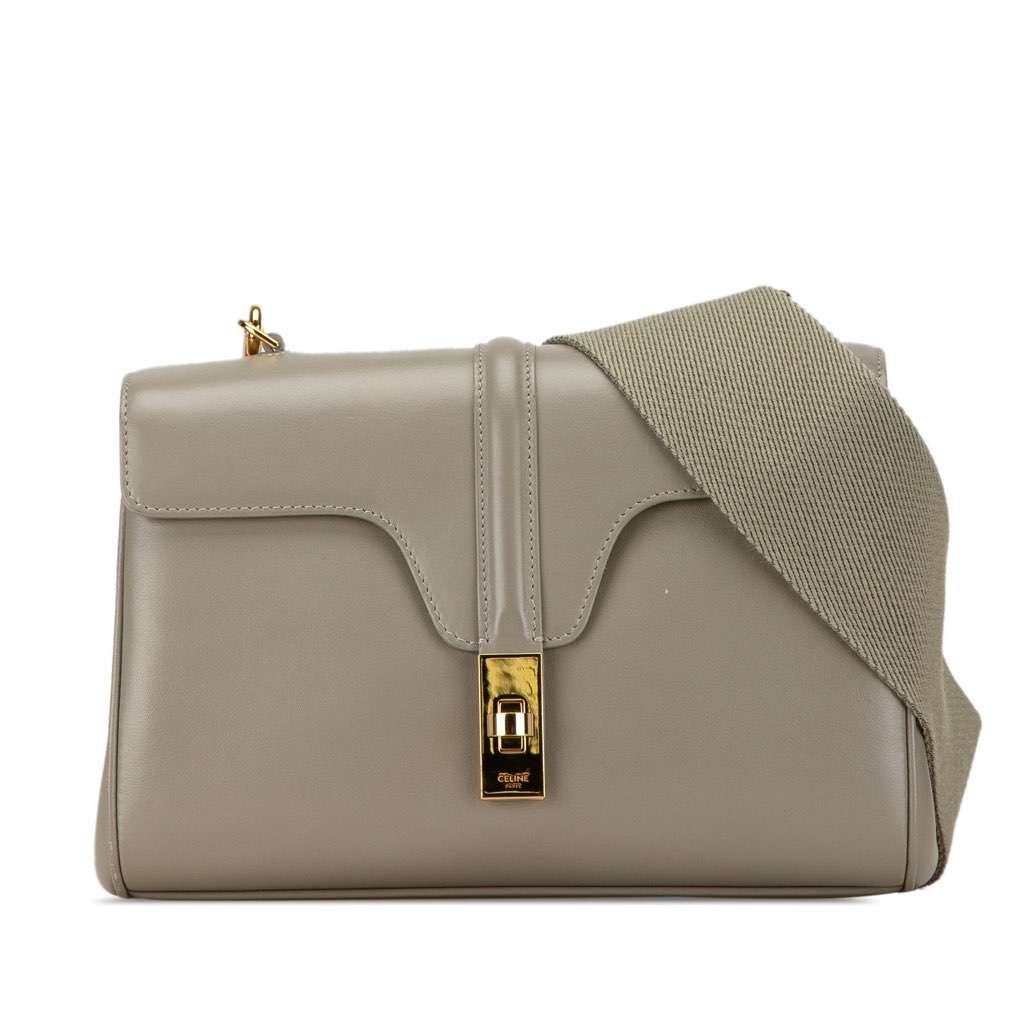 Celine Teen Smooth Calfskin Soft 16 Crossbody Green Leather Very good - Front View