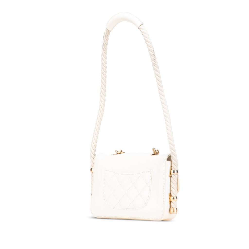 Chanel Crumpled Calfskin En Vogue Rope Flap White Leather Very good - Back View