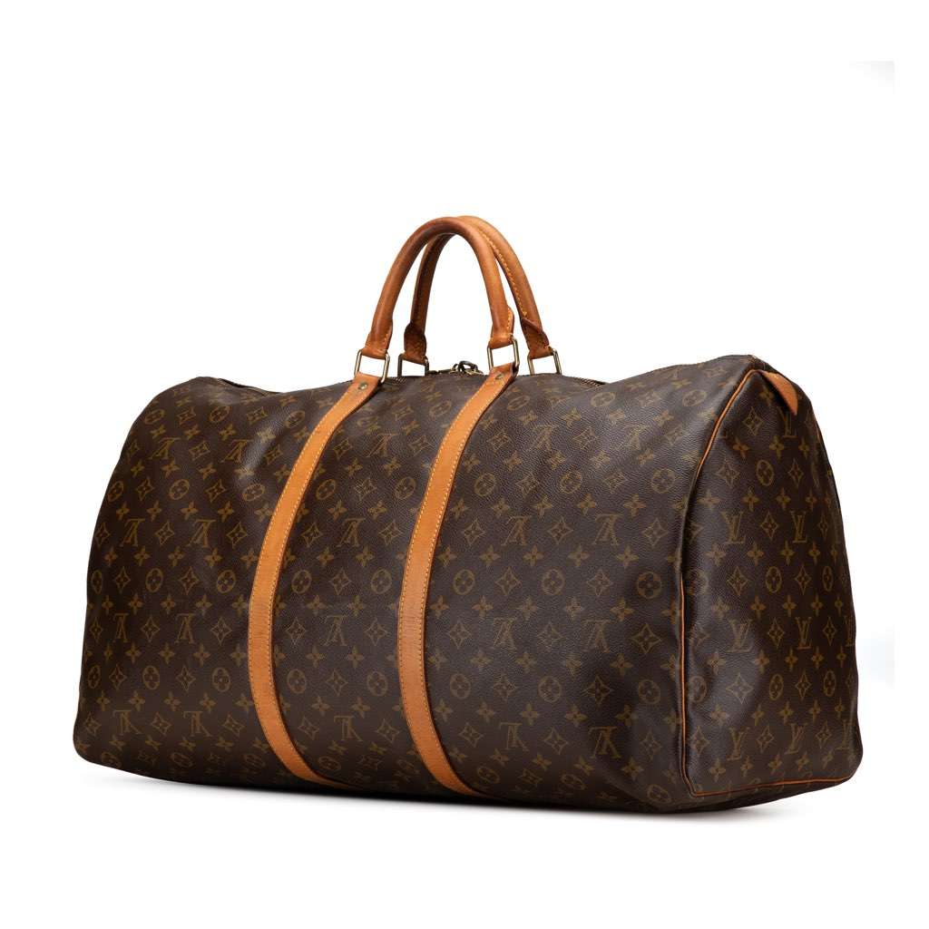 Louis Vuitton Monogram Keepall 60 Brown Canvas Good - Back View