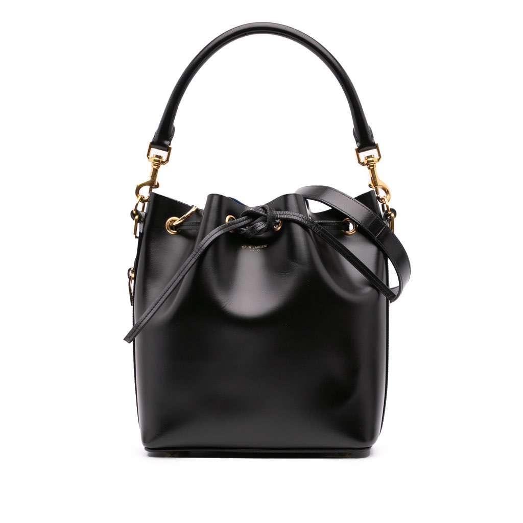 Saint Laurent Medium Leather Emmanuelle Bucket Bag Black Leather Good - Front View