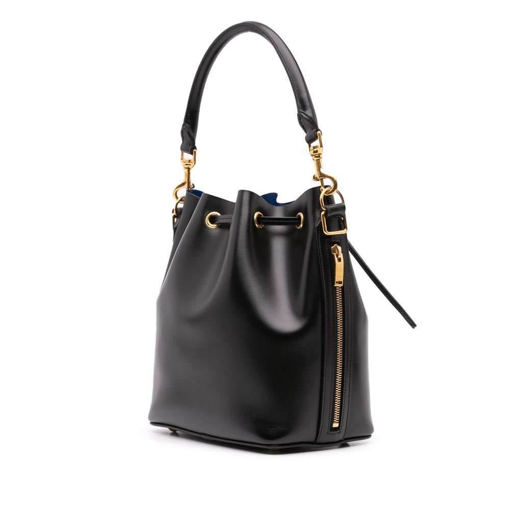 Saint Laurent Medium Leather Emmanuelle Bucket Bag Black Leather Good - Back View