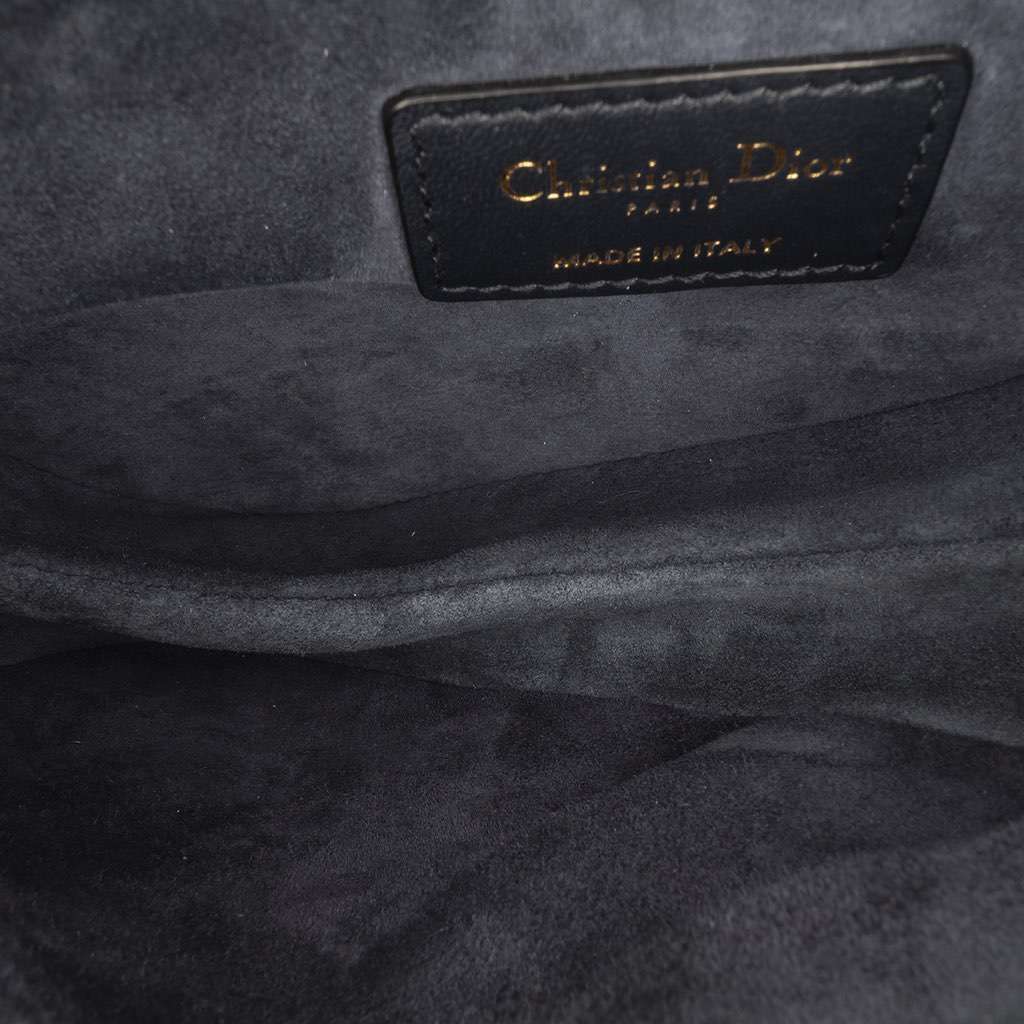 Dior Mini Velvet Crystal Embellished Saddle Bag Blue Velvet Good - Model View