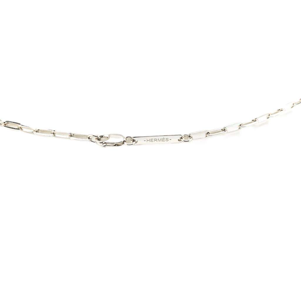 Hermès Palladium Plated Talismans Dragon H Pendant Necklace Silver Metal Good condition - Inside View