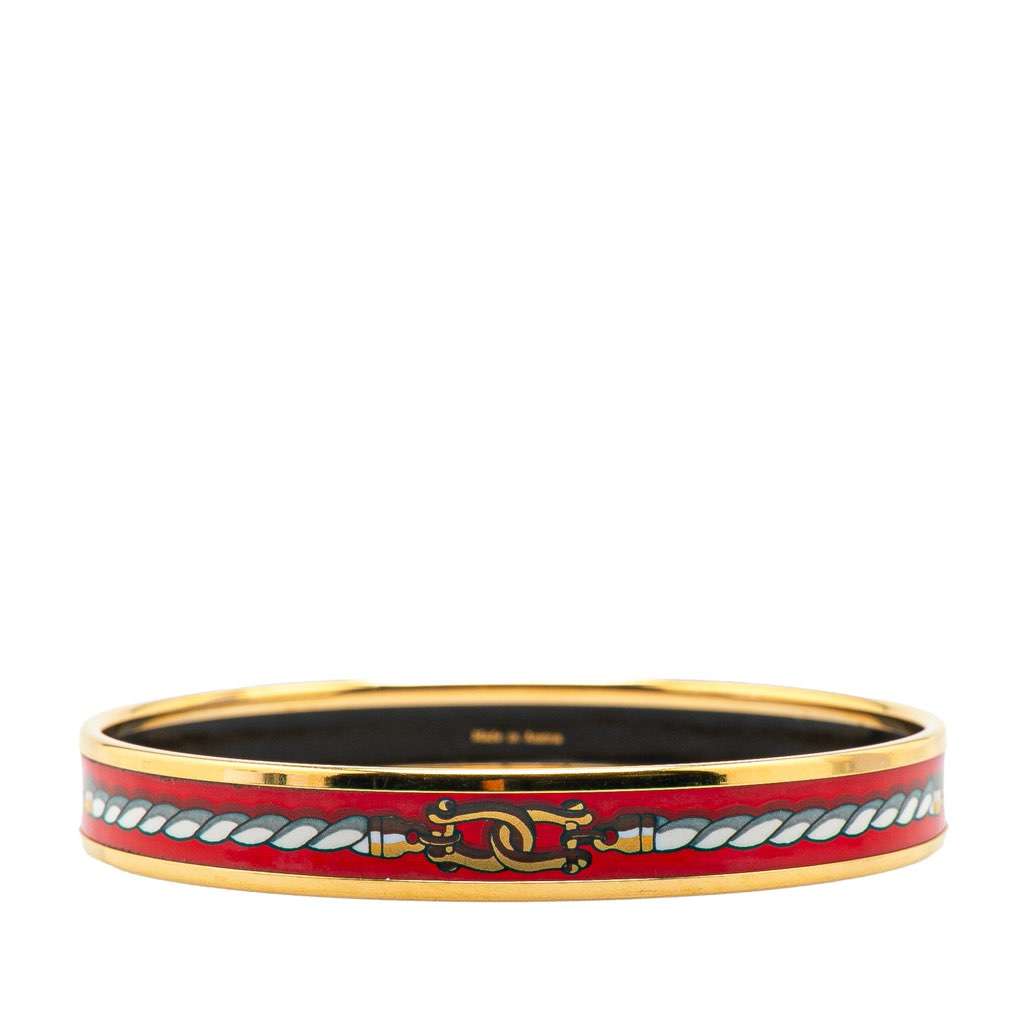Hermès Narrow Cordages Enamel Bangle 70 Red Good condition - Inside View