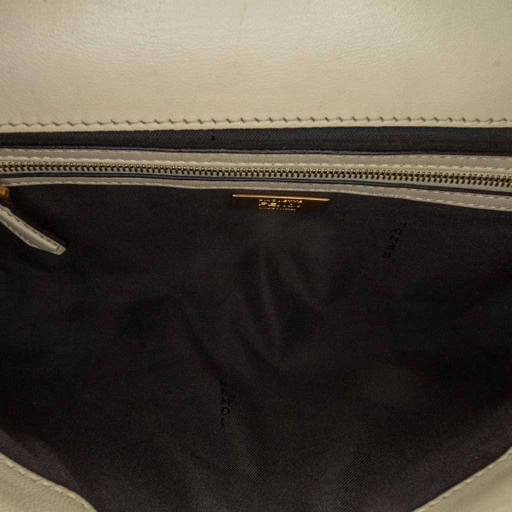 Fendi Bicolor Leather Chain Baguette White Leather Good - Model View