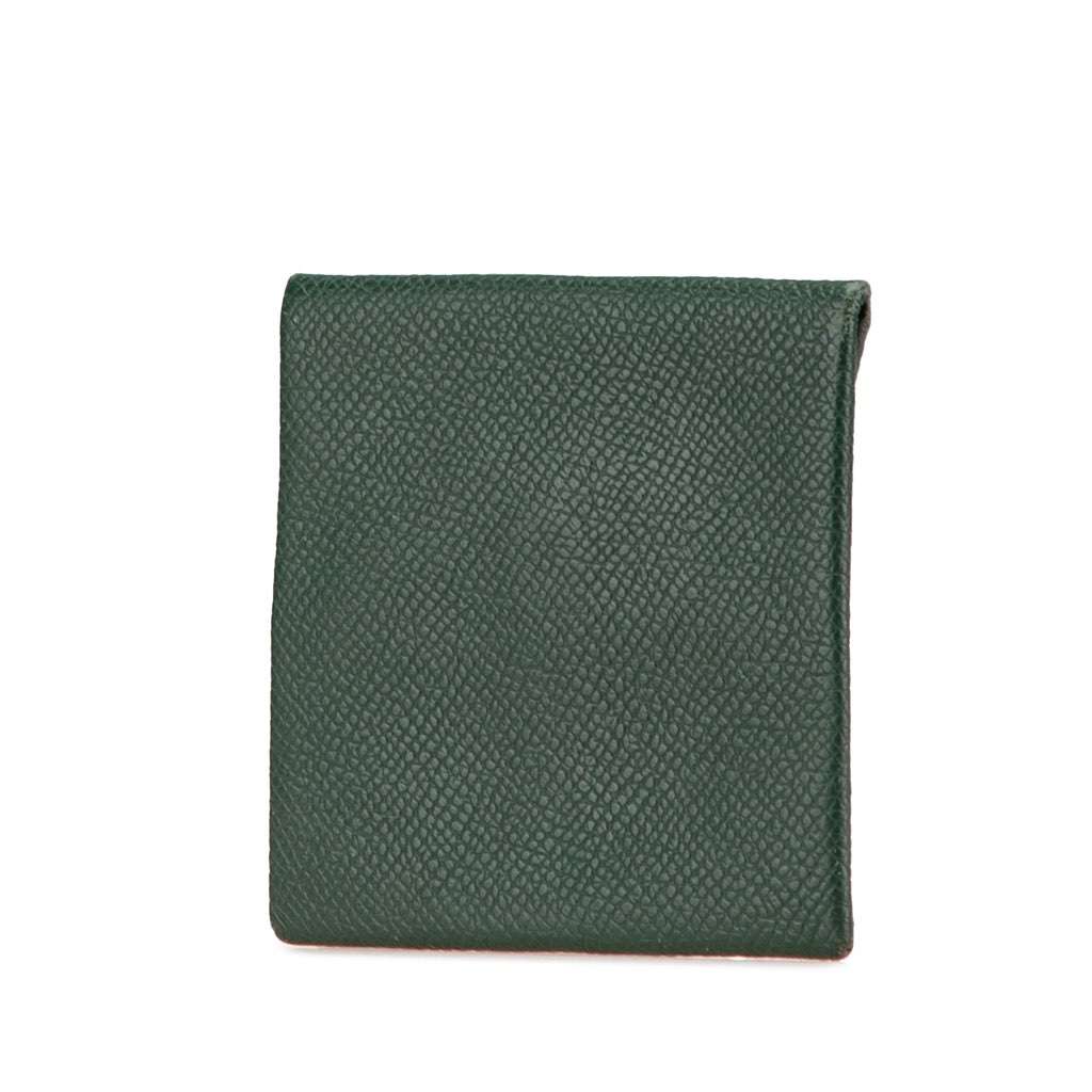 Hermès Epsom Bastia Coin Pouch Green Leather Good condition - Back View