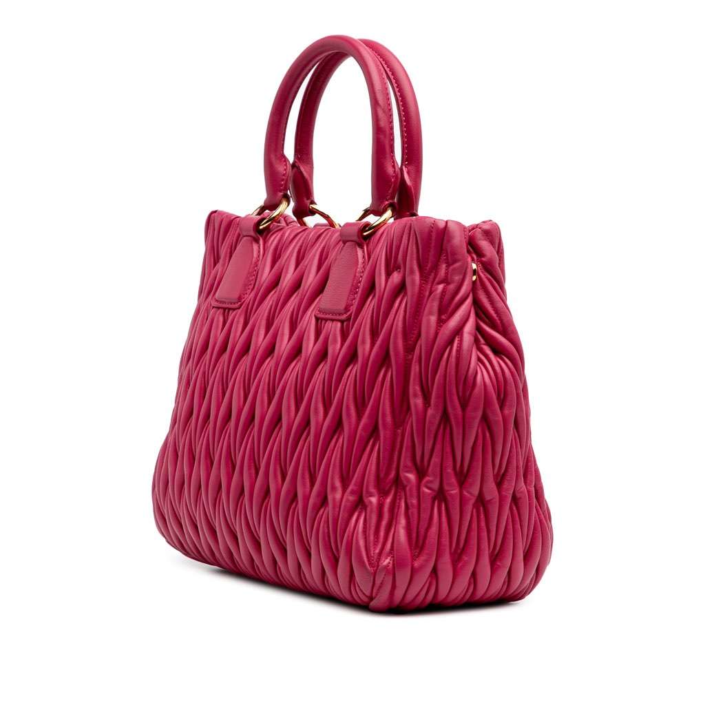 Miu Miu Matelasse Nappa Satchel Pink Leather Good - Back View