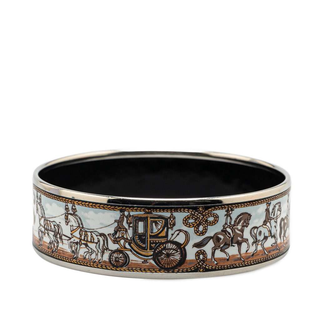 Hermès Wide Carriage Enamel Bangle 65 White Good condition - Inside View