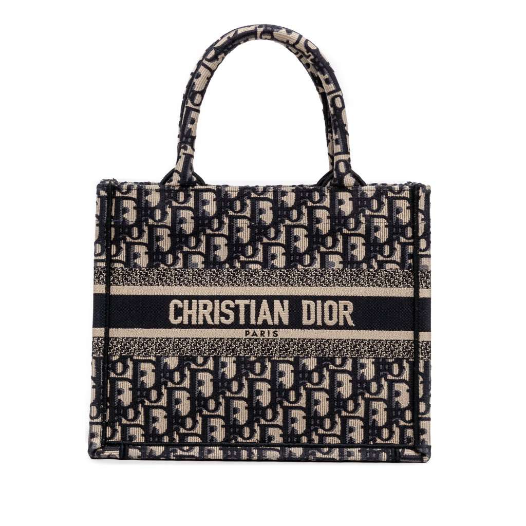 Dior Small Oblique Canvas Book Tote Blue Canvas Good condition - Front View