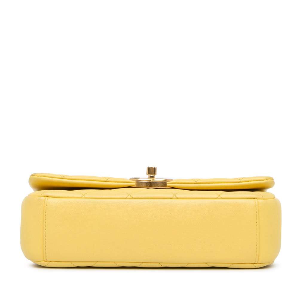 Chanel Quilted Lambskin Chain Is More Flap Yellow Leather Very good condition - Inside View