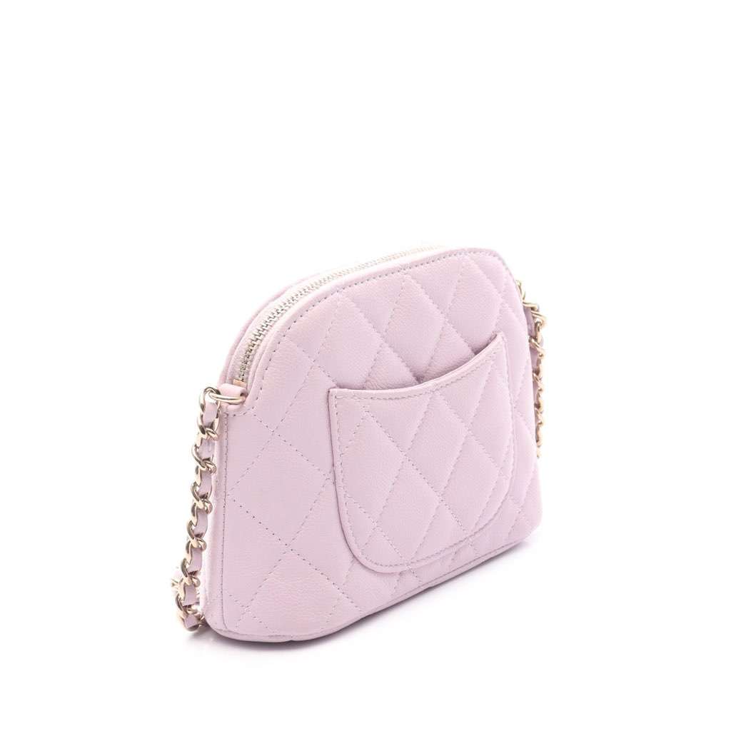 Chanel Quilted Caviar Classic Clutch With Chain Pink Leather Good condition - Back View